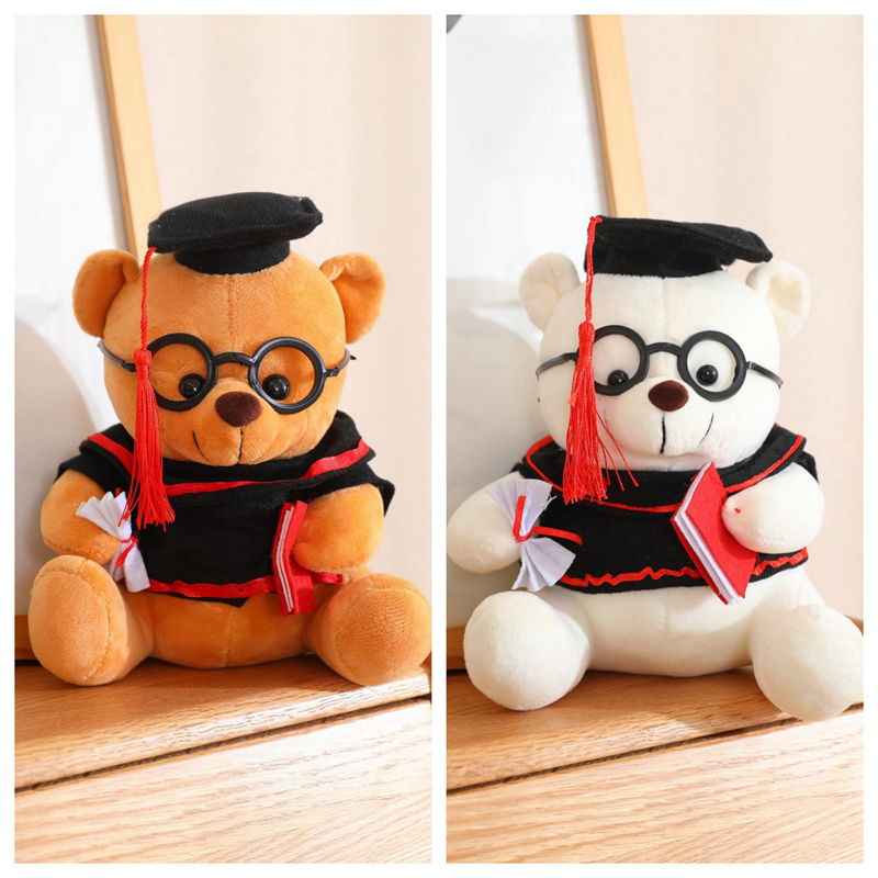 23cm New Cute Dr. Bear Plush Toy Stuffed Soft Kawaii Teddy Bear Animal Dolls Graduation Birthday Gifts For Kids Children Girls