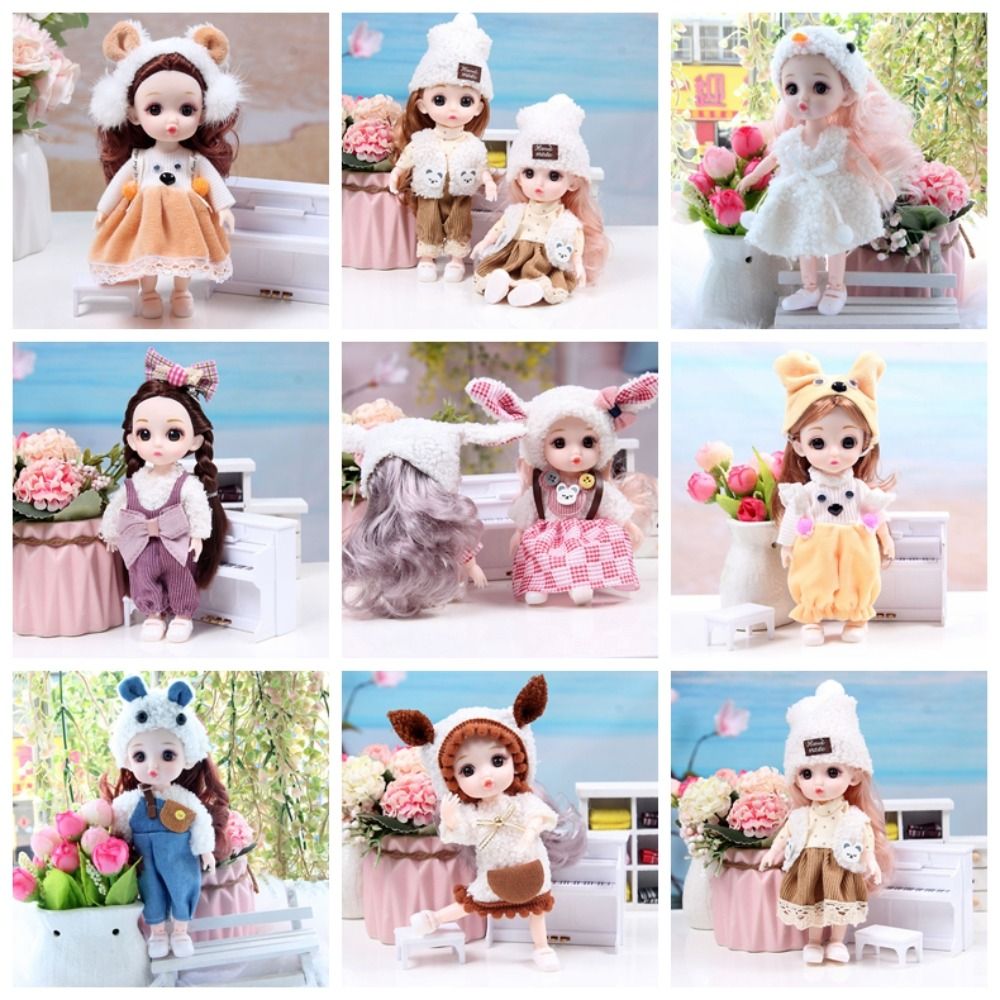 with Clothes BJD Dolls Movable Joints 3D Eye Removable Joints Doll Dress Up Cute Simulated Eye Hinge Doll Children Toys