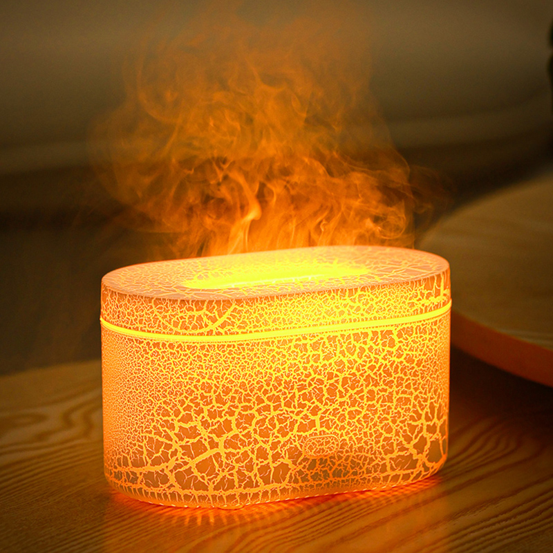 Customized Led Light Mini Portable 3D Flame Aromatherapy Air Humidifier Purifier Ultrasonic Volcanic Crack Planet Aroma Diffuser