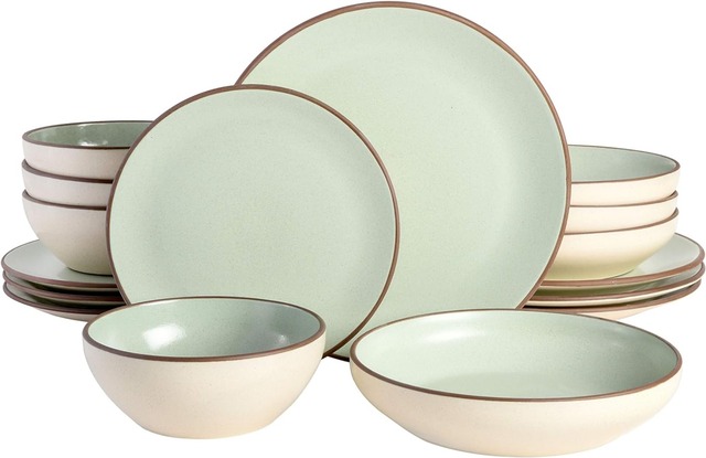 Classic Double Bowl Dinnerware Set, Service for 4 (16pcs), Mint