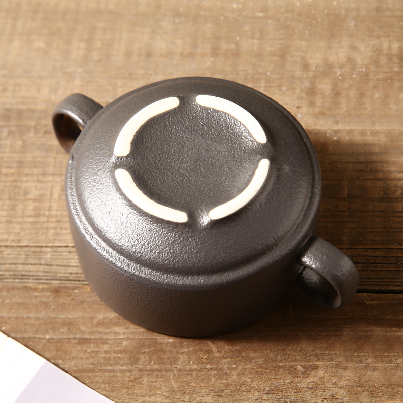 Wholesale Glazed Ceramic Smooth Dinnerware Dining Bowl Japanese Double-ear Small Soup Bowl Dessert Bowl