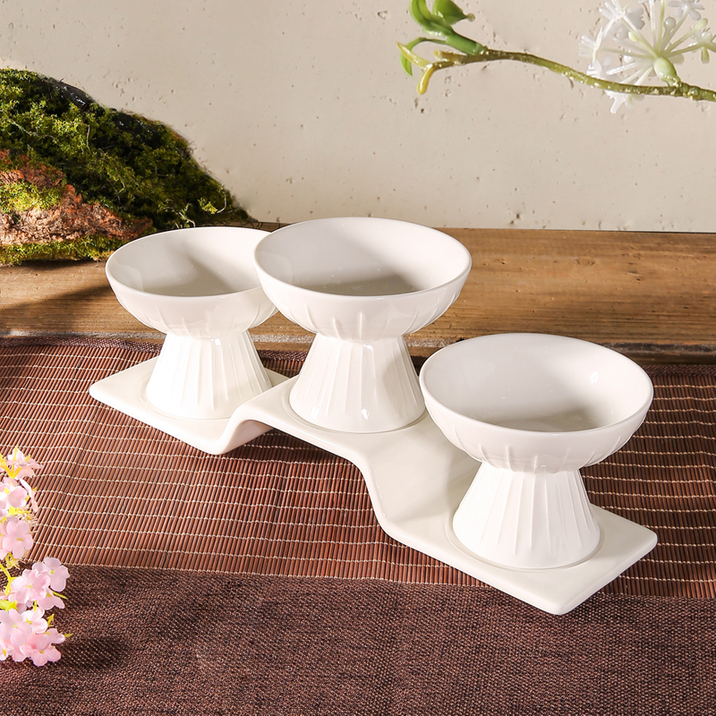 New Chinese Ceramic Highly White Dessert Snack Bowl Featured Bridge Shaped Food Bowl