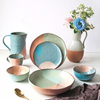 Wholesale European Vintage Style Colorful Home Goods Stoneware Custom Cheap Dinnerware Set for Gift