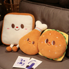 Funny Toast Bread Plush Pillow Cartoon Hamburger Stuffed Plushies Cushion Soft Decorative Pillows for Baby Girls Home Sofa Car