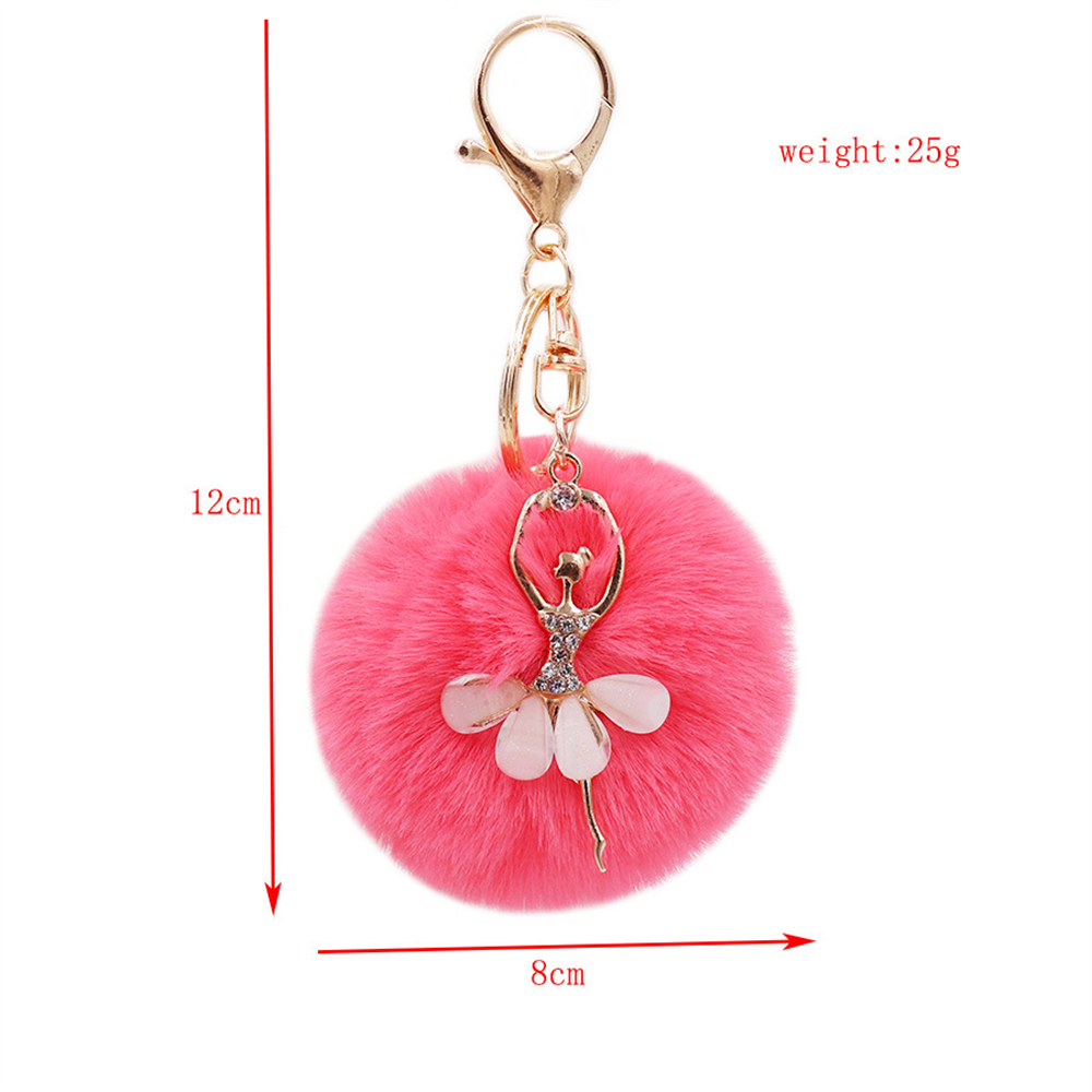 Dancing Girl Plush Toys Keychain With Large Pompom Charm Cute Plush Ball Key Chain For Women Car Bag Key Holder Girl Accessories