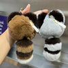 Cute Raccoon Real Rex Rabbit Fur Keychains Child Plush Toy Ornaments Women Bag Car Key Pendant Metal Ring Classic Birthday Gift