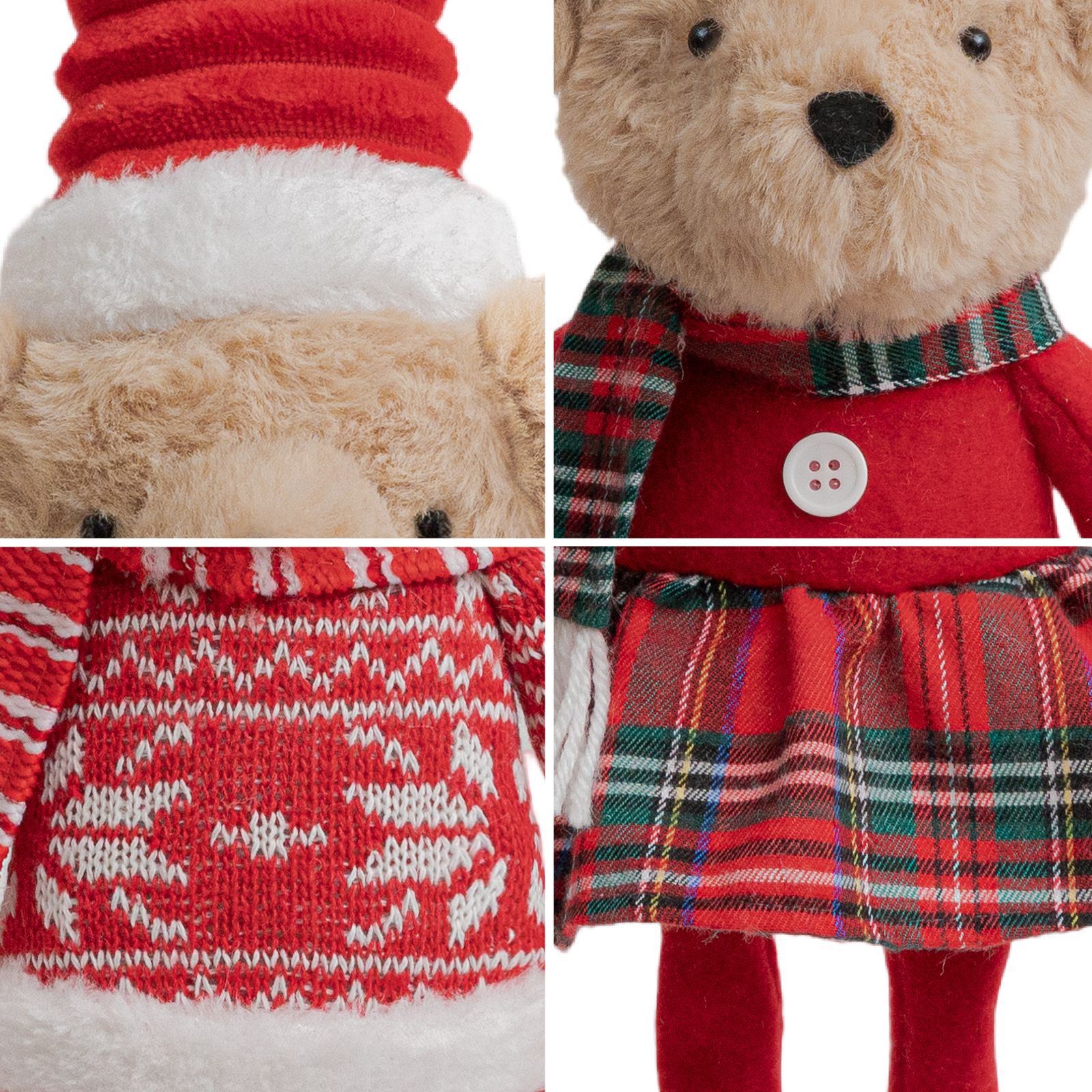 Christmas Red Bear Doll Creative Teddy Bear Doll Holiday Decoration Cute Desktop Ornament