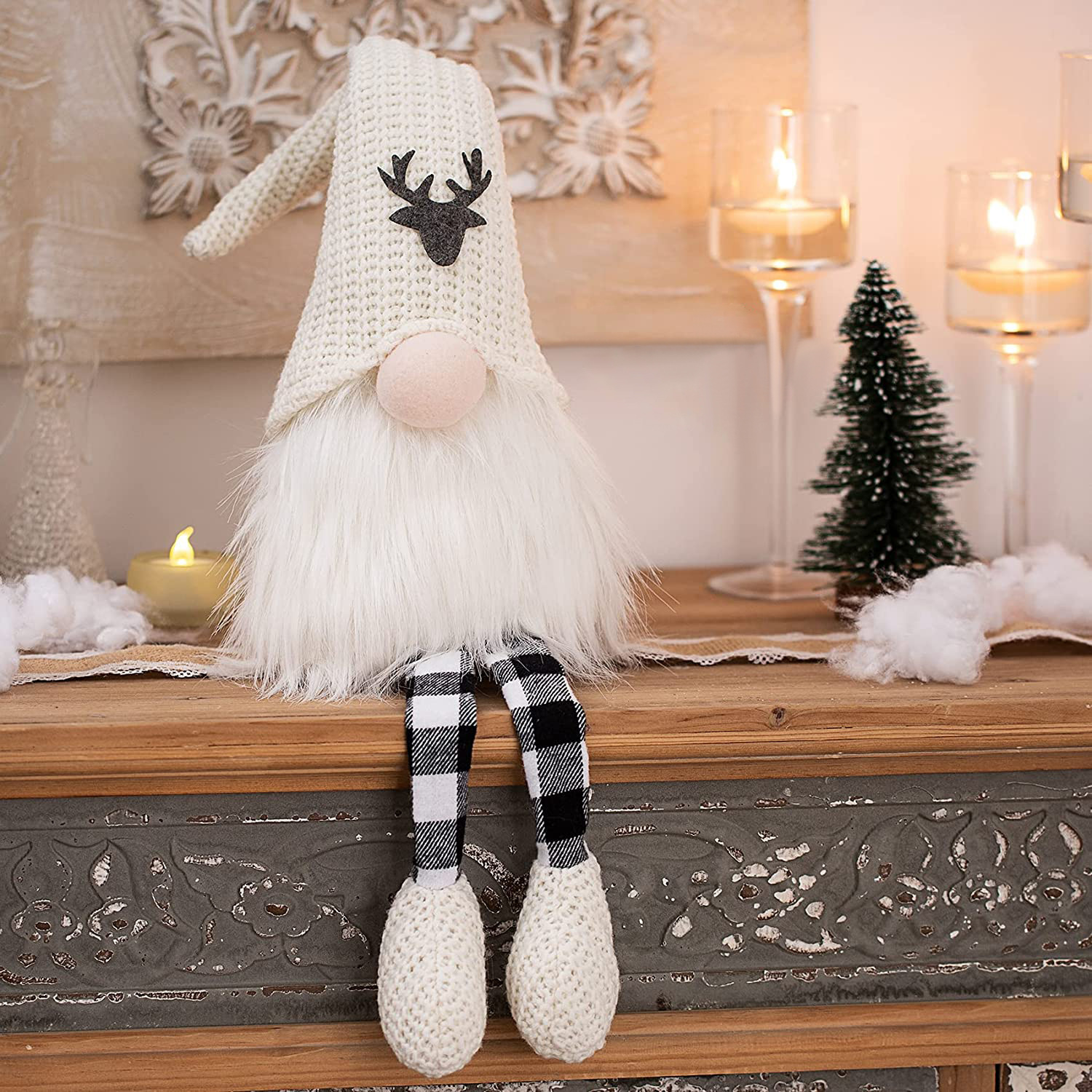 Christmas Decoration Elk Knitted Hat Plush Dwarf Christmas