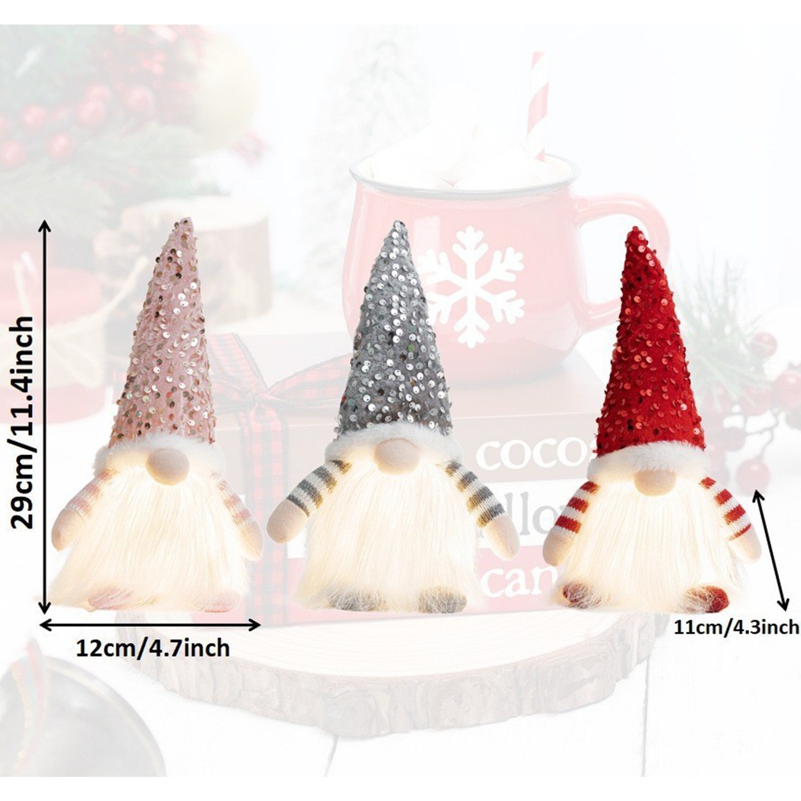 Christmas Faceless Doll Decorative Glitter Hat Glowing Ornament Cute Dwarf Rudolf