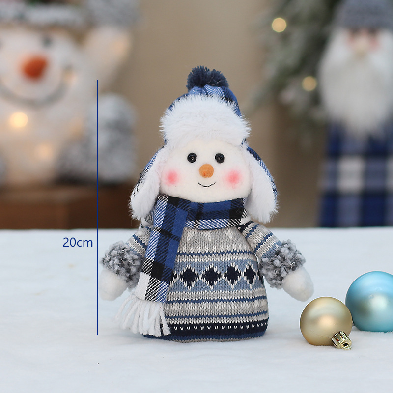 Christmas New Product Blue Fabric Doll Cute Skiing Swinging Snowman Decoration Pendant Holiday Gift