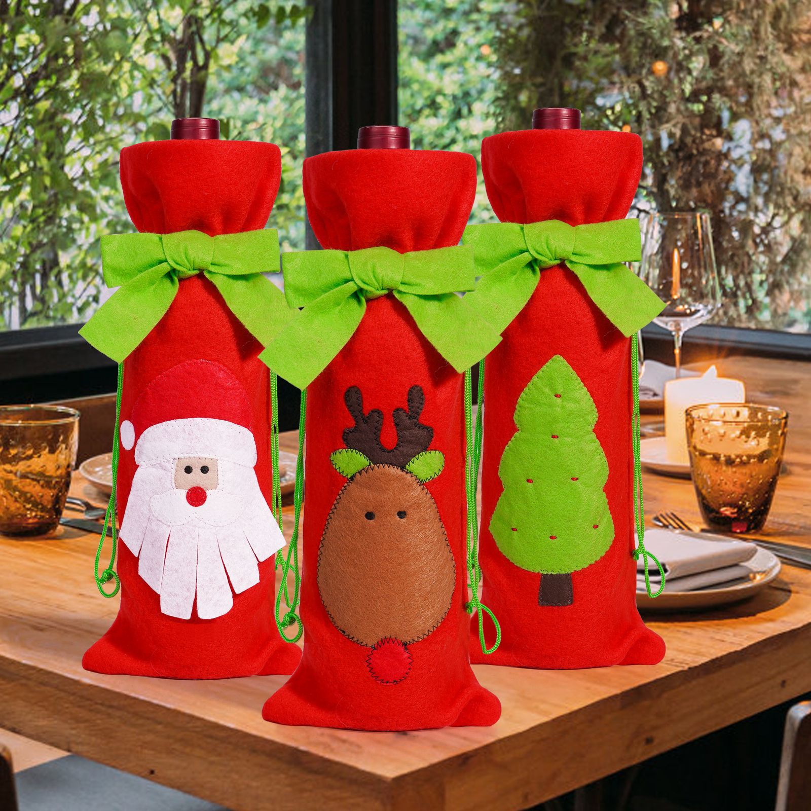 Christmas Decoration Wine Bottle Cover Creative Bow Tie Red Wine Set Restaurant Desktop Decoration Wine Accessories