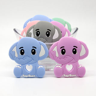Cute-idea 1pc Elephant Teether Cartoon Animal Baby Teethers Food Grade Silicone Beads Baby Products Chewable Pacifier Toys DIY