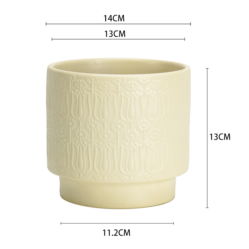 Ceramic flowerpot, simple Nordic style, green ivy, rose, cactus, gardening, green plants, potted flower pot, container