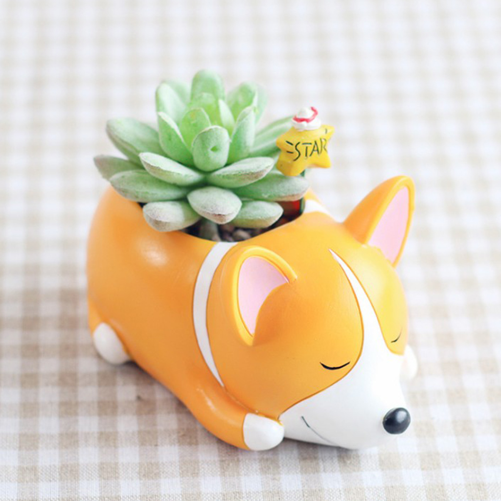 Resin Cartoon Dog Succulent Cactus Planter Pot, Decorative Garden Flower Holder