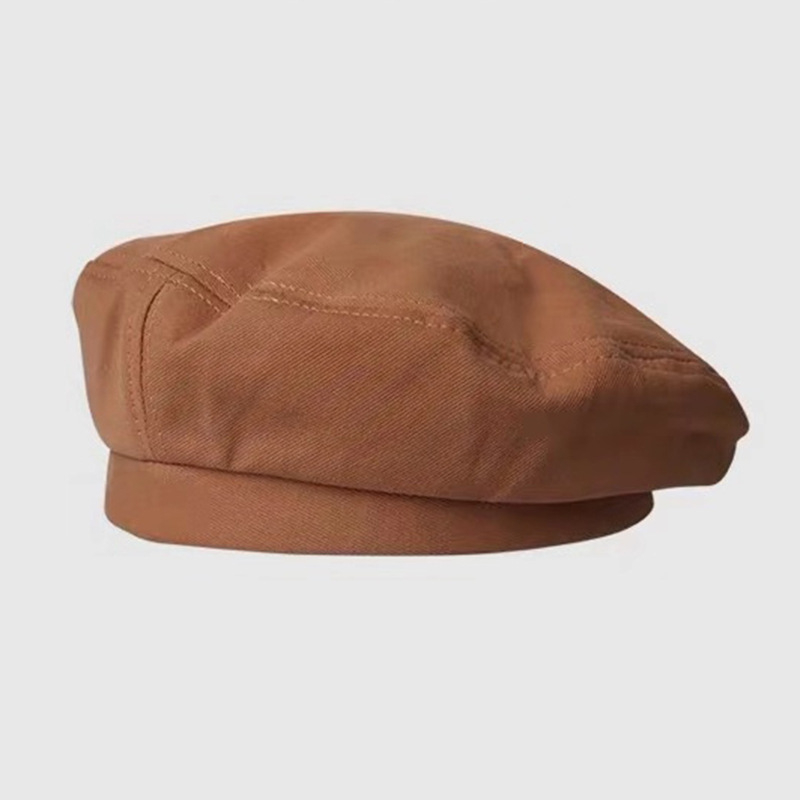 Cotton Women Berets Winter Hats Vintage French Plaid Top Military Cap Painter Hat 2021 Autumn Street Girls Octagonal Beret Caps