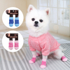 4pcs Warm Puppy Dog Shoes Soft Breathable Pet Knits Socks Cartoon Anti Slip Skid Socks for Small Dogs