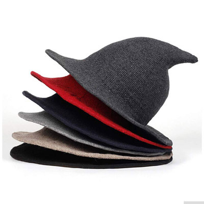 Halloween Wool Witch Hat Women Festival Decoration Party Wizard Witch Hat Fashion Solid Diversified Along The Hats