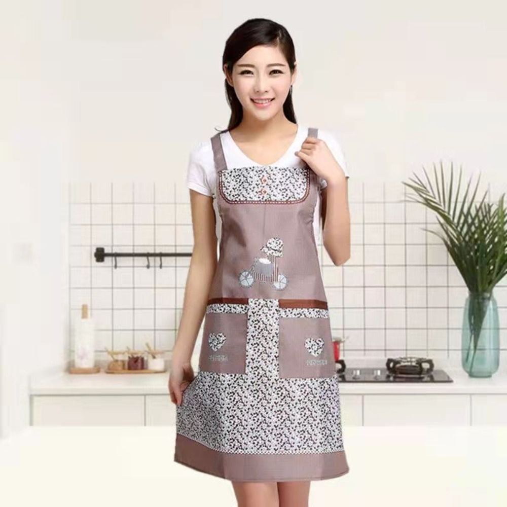 1Pc High Quality Polyester Apron Adult Sleeveless Waterproof Apron Kitchen Restaurant Cooking Bib Aprons with Double Pocket