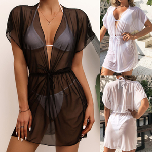Sxey Long Sleeve Swimwear Cover Up Wrap Bikini Solid Lace Up Beach Outfits For Women Robe De Plage Casual Sexy