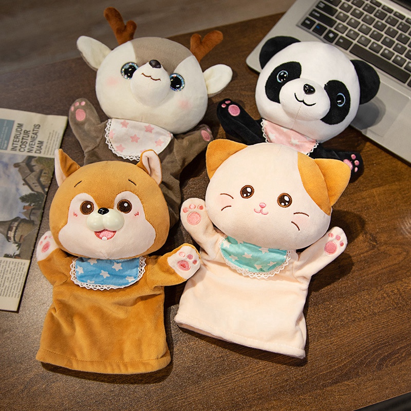 Stuffed Plush Animals Toys Hand Finger Story Puppet Kawaii Dolls Educational Toys Cat Deer Panda Shiba Inu Birthday Gift