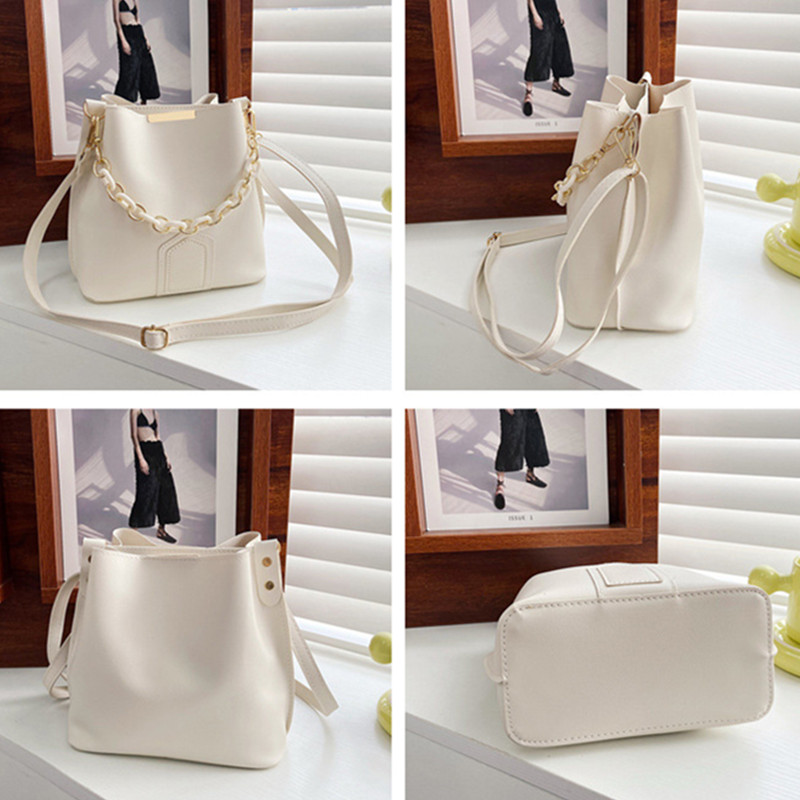Chain Women Leather Shoulder Bag Casual Women Handbags Crossbody Bag Bucket Bags For Women Designer Messenger Bags Sac
