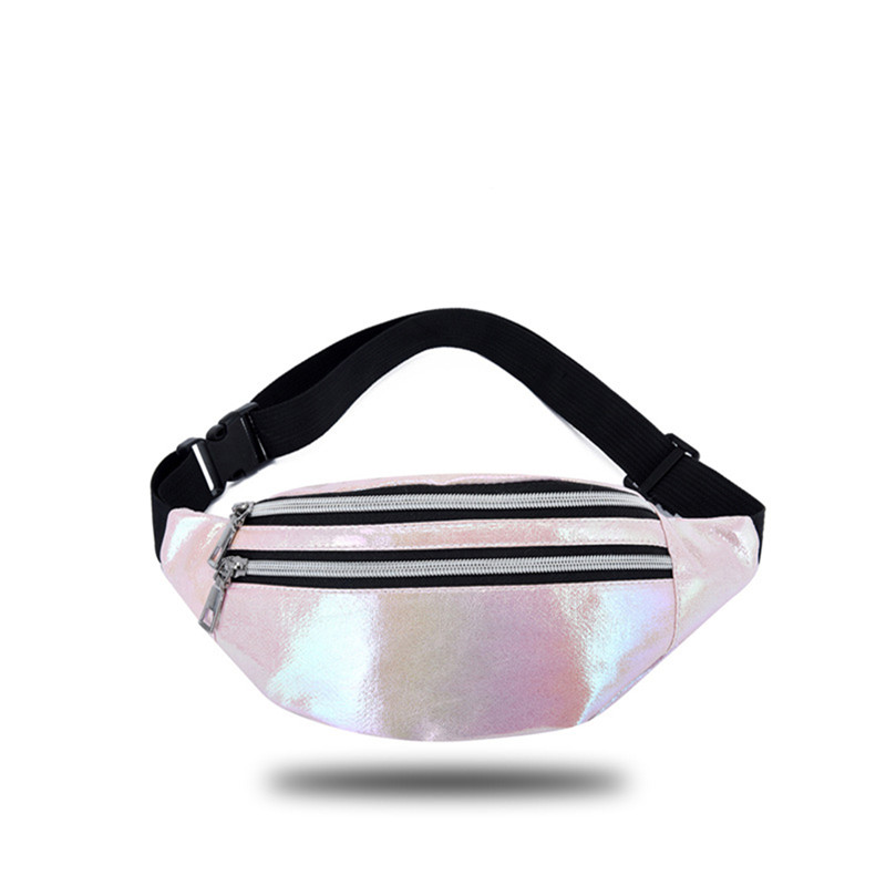 Women Holographic Waist Bag Men Shiny Fanny Pack Hologram Hip Bum Bag Travel Laser Chest Pocket with Adjustable Strap for Travel