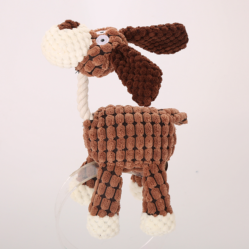 Wholesale Pet Products Donkey Dog Toys Shape Plush Dog Toy with Rope