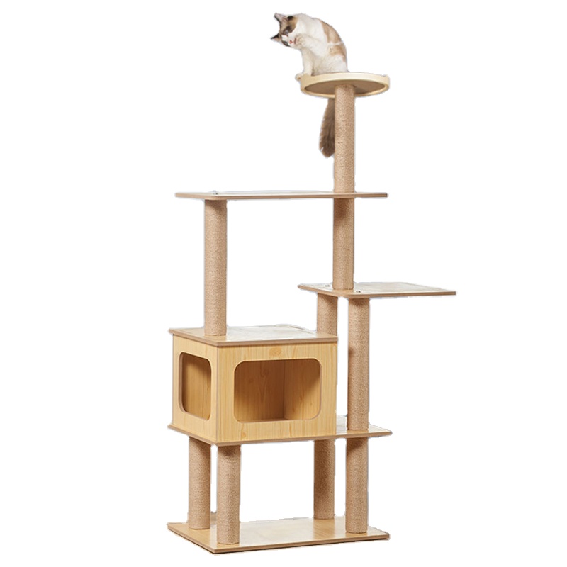 2024 Hot Selling Pet Furniture Products Tree for Pet Swing Sword Hemp Rope Weaving Villa Cat Capsule