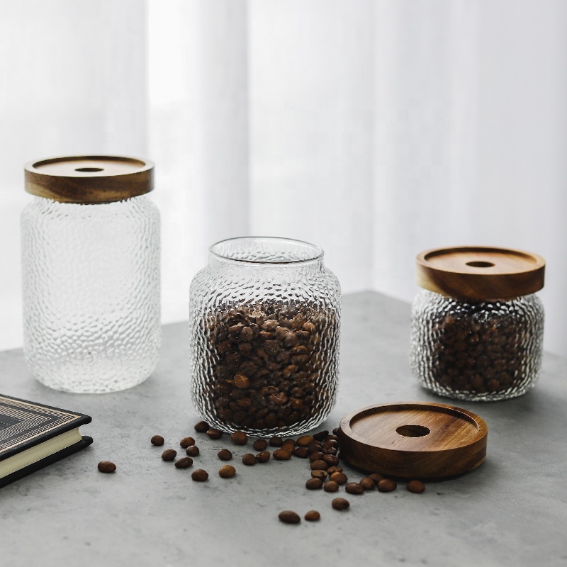 New Kitchen Accessories High Quality Acacia Bamboo Glass Container Food Kitchen Storage Bottles & Jars for Food Storage