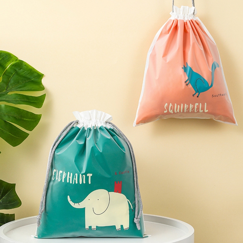 Portable Travel Storage Bag Cute Thickened Draw String Mouth Waterproof Wet Clothes Bag Household Clutter Toy Organizer Supplies