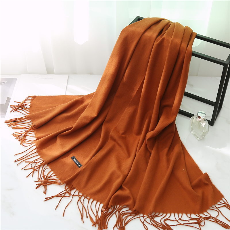 Women Cashmere Scarf Solid Thick Warm Casual Winter Scarves For Ladies Hijabs Pashmina Shawls Wraps Tassel Female Echarpe