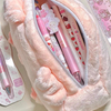 Kawaii Pink Girly Heart Piggy Plush Pen Bag Student Creative Large Capacity Pen Bag Cute Stationery Supplies Cosmetic Bag