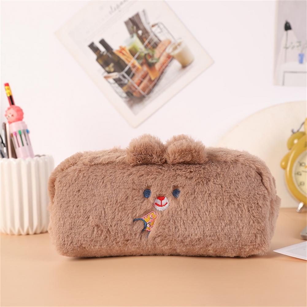Cute Animal Pen Case Plush Pencil Pouch Stationery Bag Student Rabbit Pattern Pencil Pouch School Lovely Pouch Pencil Holder