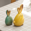Ceramic Rabbit Figurines Easter Long Ear Bunny Ornament Desktop Animal Doll Home Office Room Decoration