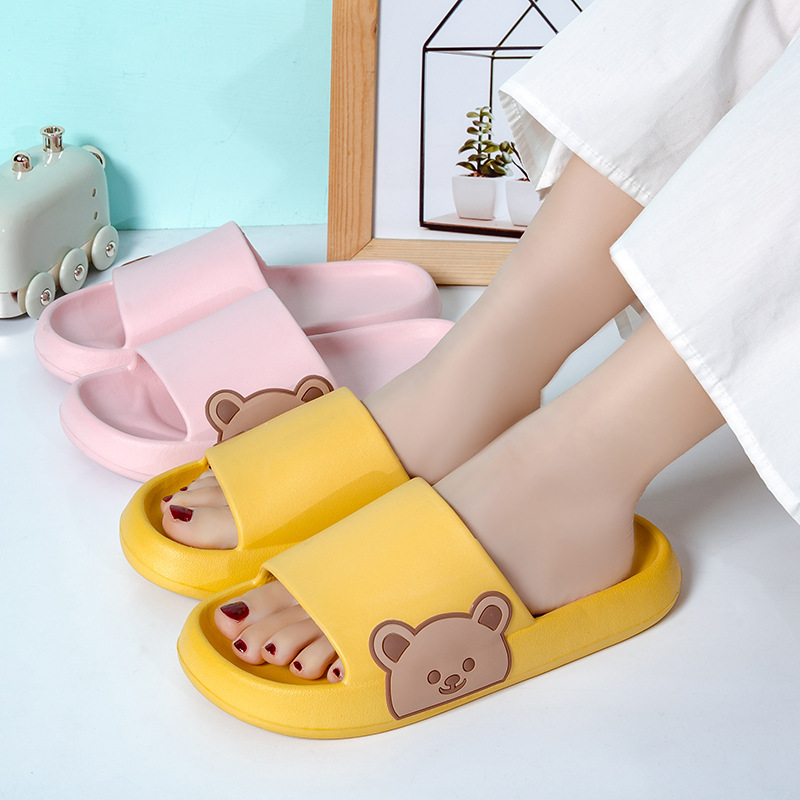 Puppy Slippers Female Summer Household Korean Version of Rhombic Slippers Bathroom Non-slip Bath Sandals for Women