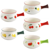1pc Ceramic Bowl Cute Fruit Printing Soup Bowl Dessert Bowl Soup Crock With Handle Tableware Accessories Kitchen Tools