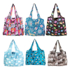 Foldable Shopping Bag Reusable Travel Grocery Bag Eco-Friendly Cute Animal Cat Cactus Lemon Printing Supermarket Tote Bag