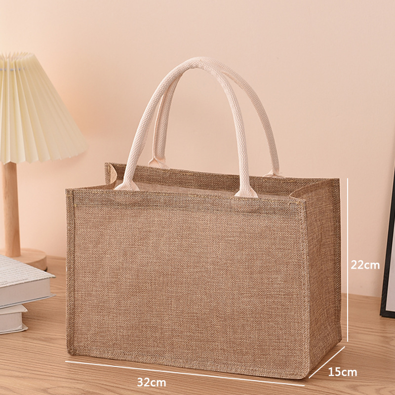 Linen Bags Shopping Bags Linen Bag Hand-painted Cotton Sacks Jute Portable Imitation Sacks Laminated Bags Foldable Shopping Bag