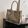 Women's Handbag Large Capacity Cotton Linen Printing Tote Bag Shoulder Bag Commuting Underarm Bag Casual Carrying Shopping Bag