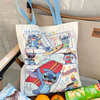 New Cartoon Canvas Shoulder Bags Cute Anime Stitch Angel Large Capacity Shopping Tote School Bags Gifts Girls