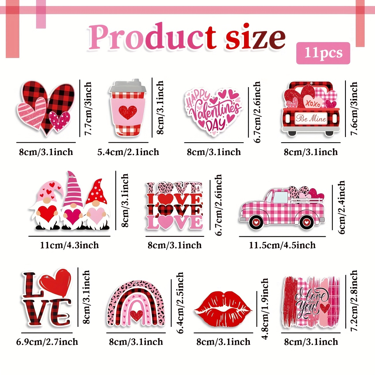 Valentine's Day Wooden Hanging Ornaments Valentines Tree Decorations Halloween Gnomes Wood Cutouts with Ropes Halloween Signs