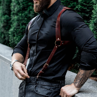 Suspenders Men's Pants Leather Adjustable Backpack Suspenders Suspenders Men's Shoulder Straps Fashion Adult Belt