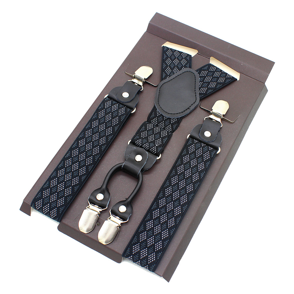 Fashion Suspenders Leather Alloy 4 Clips Braces Male Unisex Vintage Casual Leather Suspensorio Trousers Strap Husband's Gift