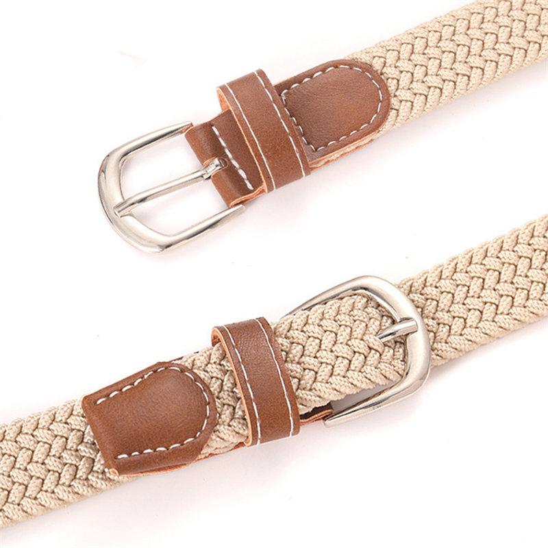 120-130cm Casual Knitted Pin Buckle Men Belt Woven Canvas Elastic Expandable Braided Stretch Belts For Women Jeans Female Belt