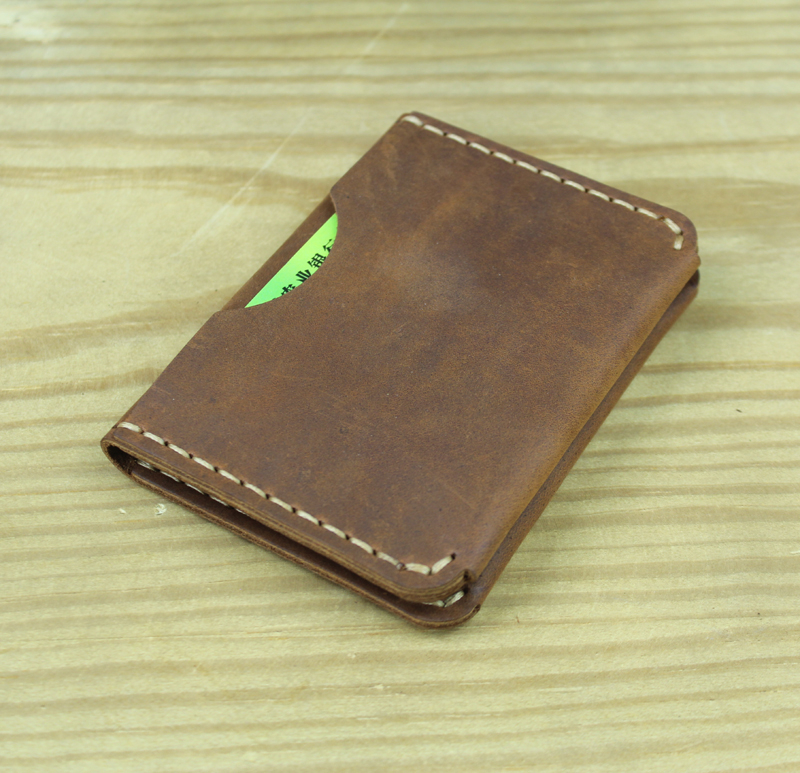 Handmade Vintage Crazy Horse Genuine Leather Card Holder Credit Card Wallet Leather Small Purse Organizer Business Card Holder