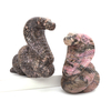 Cobra Snake Statue Natural Pink Black Rhodonite Reiki Crystal Stone Craft Animal Desk Decorations Tea Pets Ornaments, Gift, 2.9"