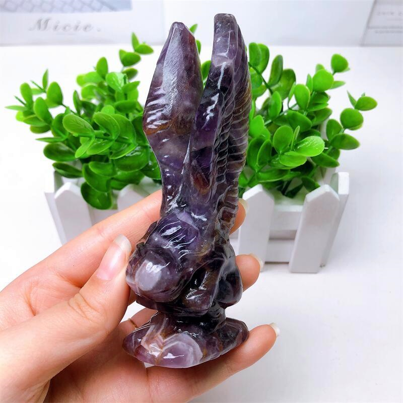 Natural Dream Amethyst Crying Angel Wing Girl, Handmade Crafts Figurine, Healing Crystal Ornament, Room Decor, 12cm, 1Pc