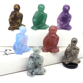 Natural Stone Thinker Statue Nordic Art Abstract Yoga Figurine Healing Crystal Craft Home And Desktop Decor Ornaments Gifts 1.6"
