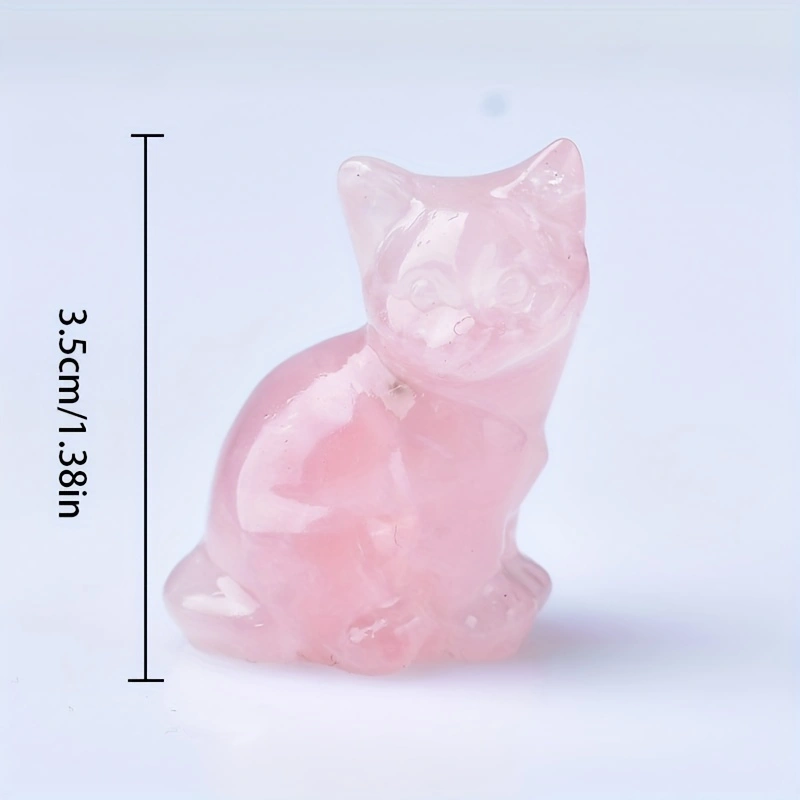 1pc 3.5cm/1.38in Crystal Carved Cat, Meditation Stone Crystal Gift for Home Decor.