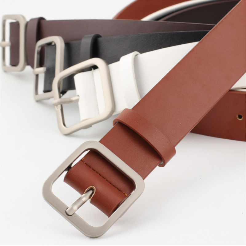 Fashion PU Leather Belt for Women Square Pin Buckle Belts High Quality Ladies Dress Jeans Strap Girls Waistband Adjustable Belts